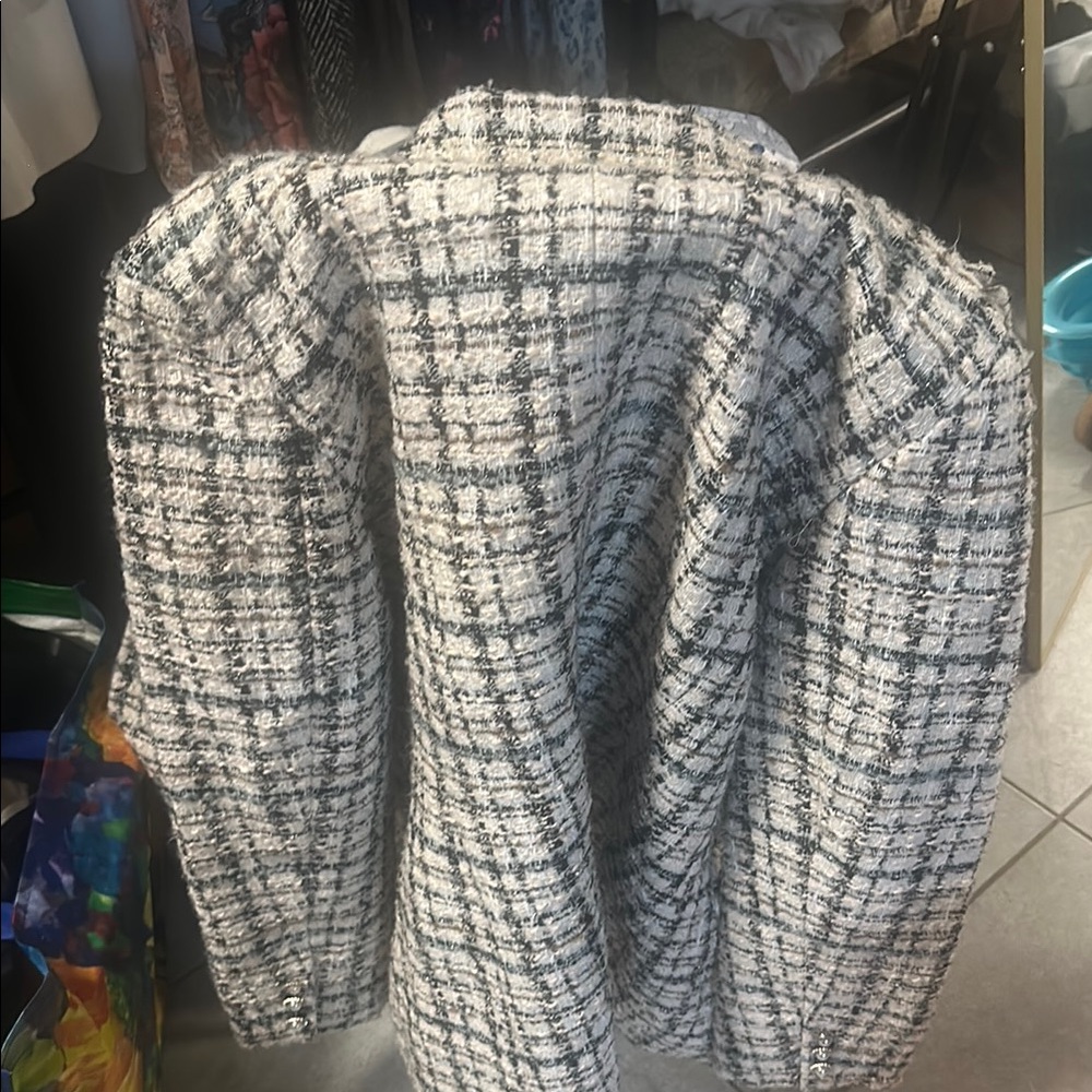 Chic Black and White Tweed Blazer